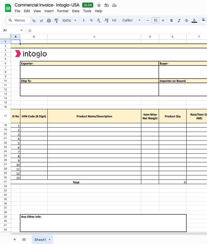 Commercial Invoice